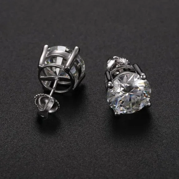 Certified 2ct. t.w. Moissanite Diamond Round Stud Earrings NEW